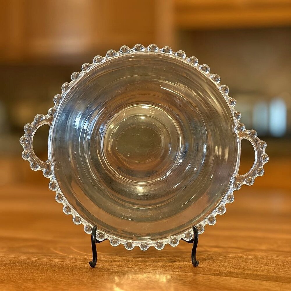 Antique Imperial Glass Bowl With Handles & Beaded Edge PM09 P